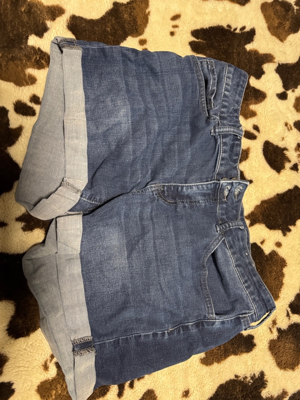 SO Rolled Hem Medium Blue Denim Shorts